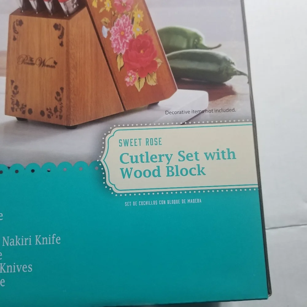 NEW IN BOX THE PIONEER WOMAN SWEET ROSE RED 11 PIECE KNIFE SET